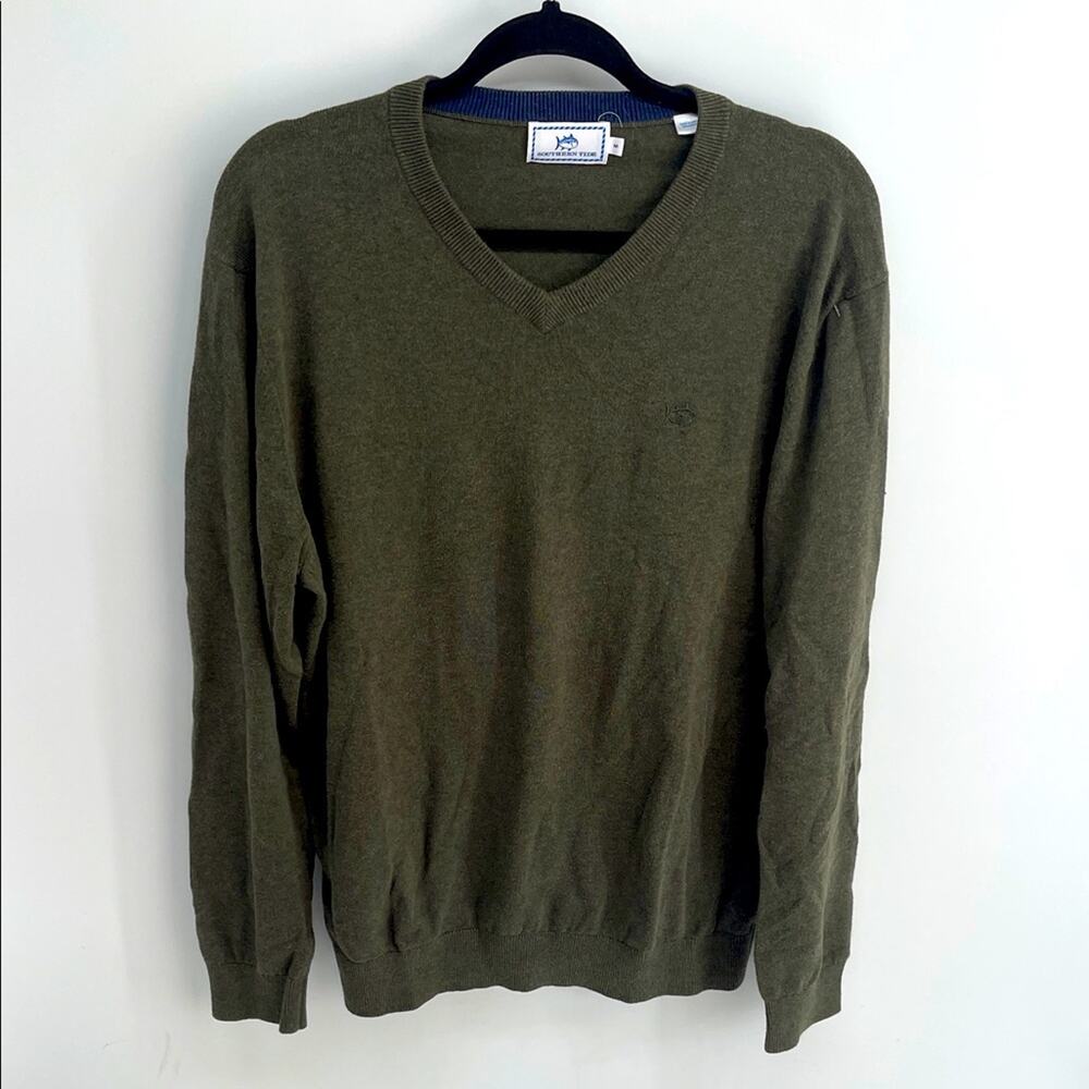 Southern Tide 100% cotton V-neck banded knit pullover sweater sz M